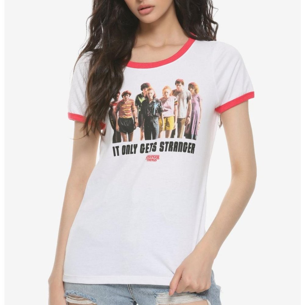 Stranger Things It Only Gets Stranger Ringer Tee